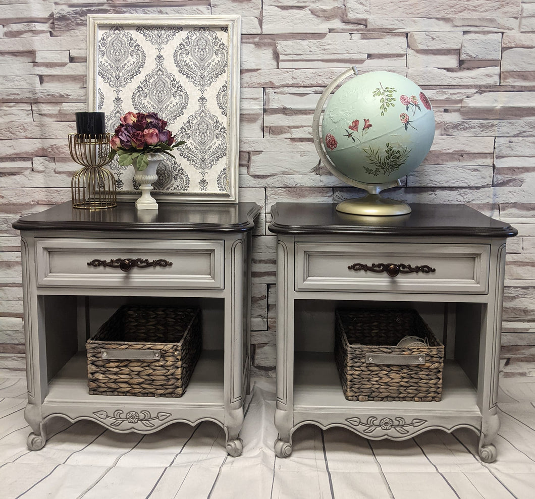 Provincial Gray Side Table Set of Two